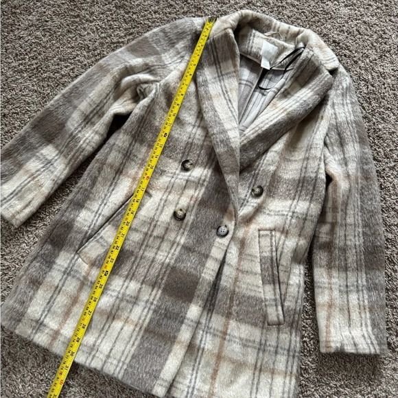 H&M Premium Plaid Pea Coat Women Size 4 EUC - Picture 2 of 5